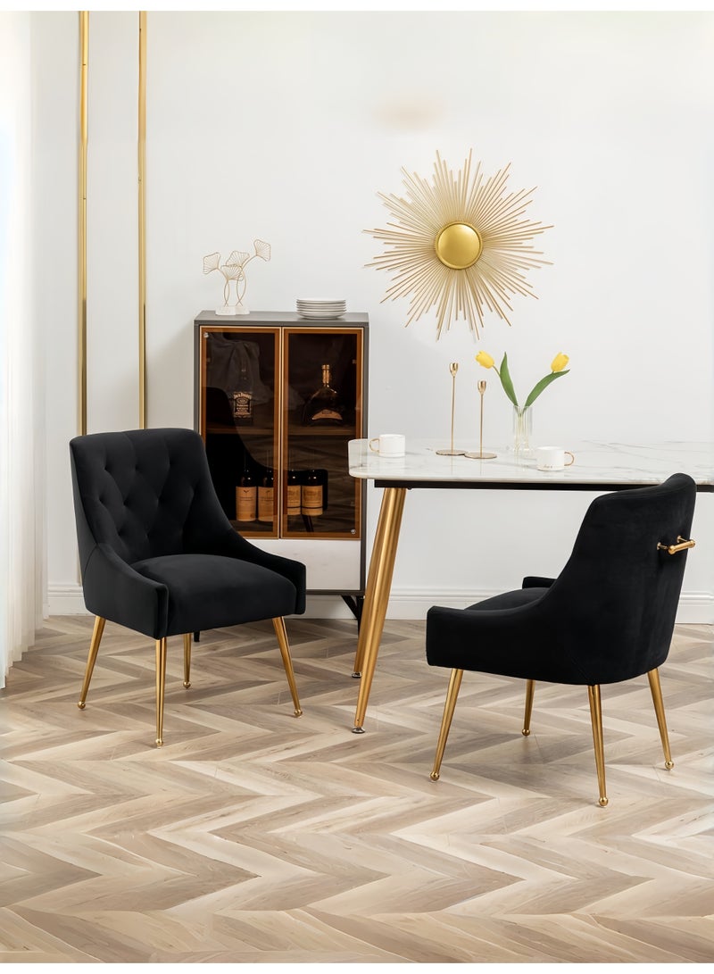 SEYNAR Dining Chair Set of 2,Modern Velvet Dining Chairs with Gold Legs,Elegant Tufted Accent Chairs for Reception, Living Room or Study Room - Image 2
